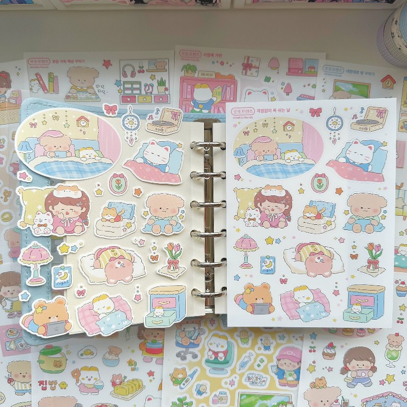 Phone Accessories For Kids - Stiker Seri Kehidupan Sehari-hari Gadis Kartun