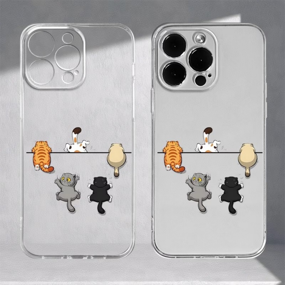 Phone Case Clear - Casing HP Motif Lima Kucing Lucu