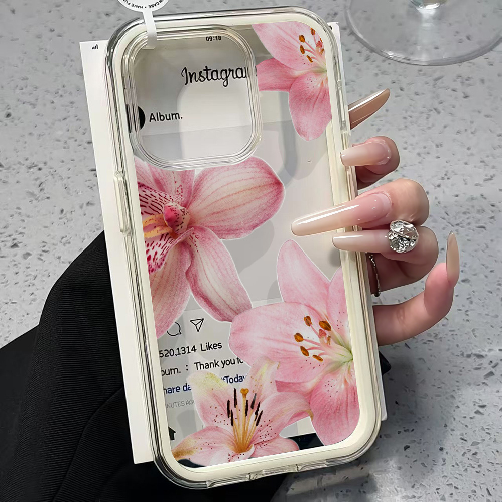 Phone Case Clear - Casing Ponsel Transparan Motif Bunga Lily