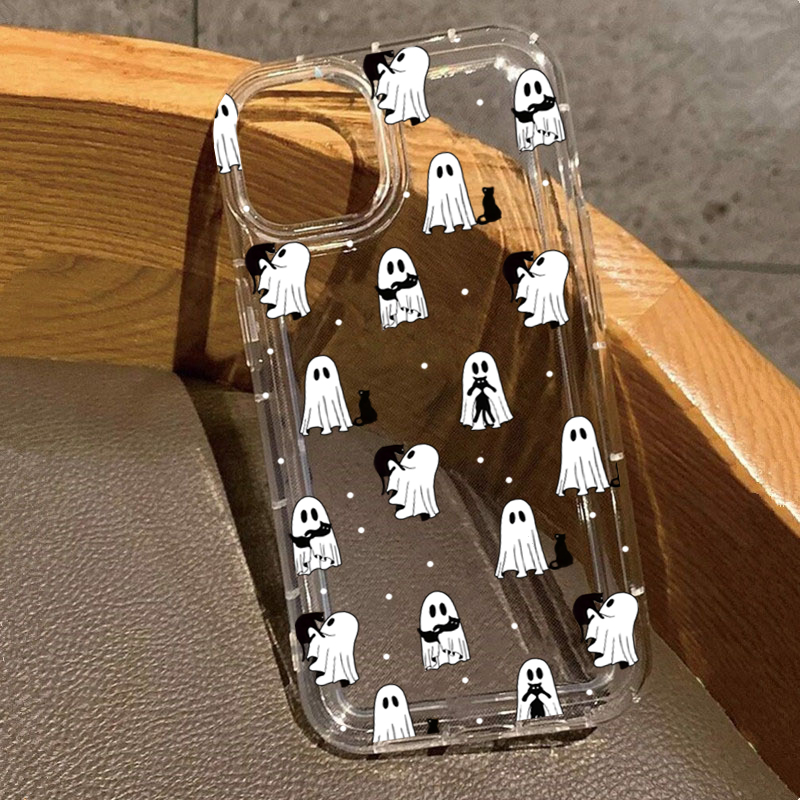 Phone Case Clear - Casing Bening Gambar Hantu & Bunga