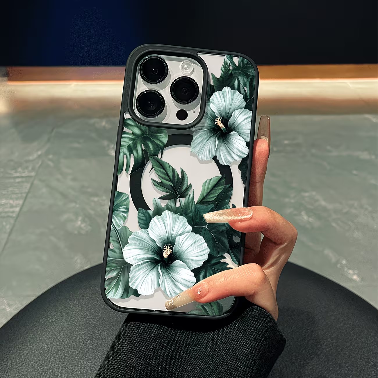 Phone Case Clear - Casing Ponsel Motif Bunga Hijau Untuk